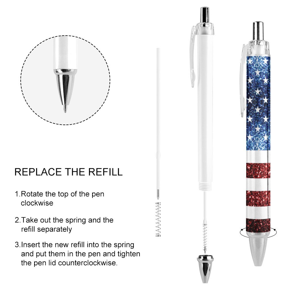 Sparkly USA flag America Red White Blue faux Sparkles patriotic bling 4th of July Ball Pen