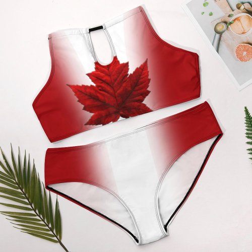 Canada Maple Leaf Plus Sized Bathing Suit Two-piece Swimsuit Two-piece Swimsuit-Large (BK2040)