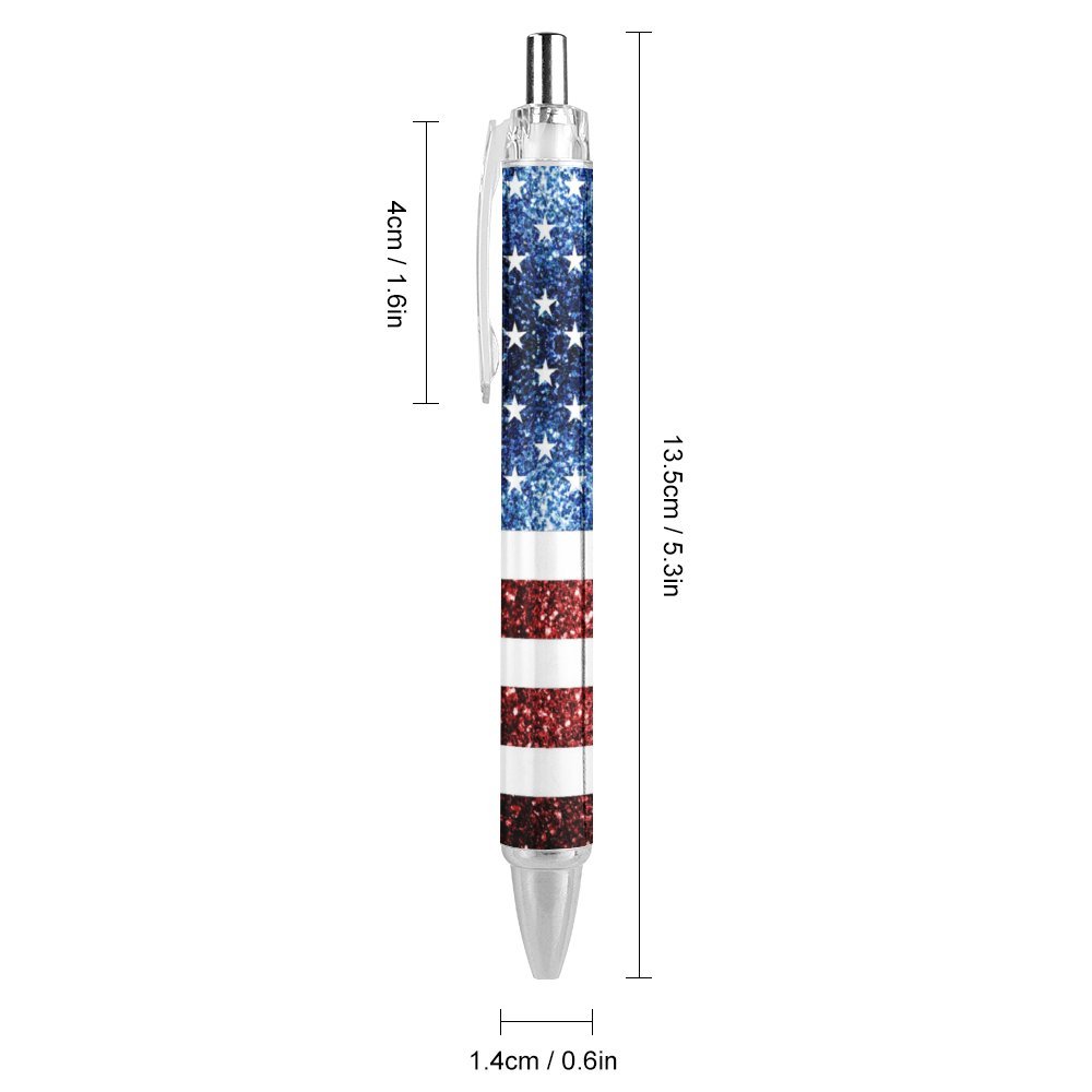 Sparkly USA flag America Red White Blue faux Sparkles patriotic bling 4th of July Ball Pen