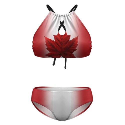 Canada Maple Leaf Plus Sized Bathing Suit Two-piece Swimsuit Two-piece Swimsuit-Large (BK2040)