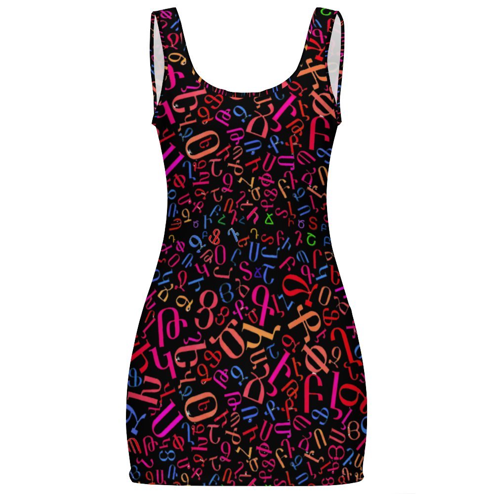 Armenian Alphabet sheath Sunmer Basic Bodycon Tank  Dress