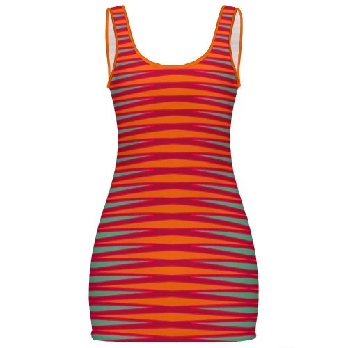 Tribal orange burgundy fucsia azure Sunmer Basic Bodycon Tank  Dress