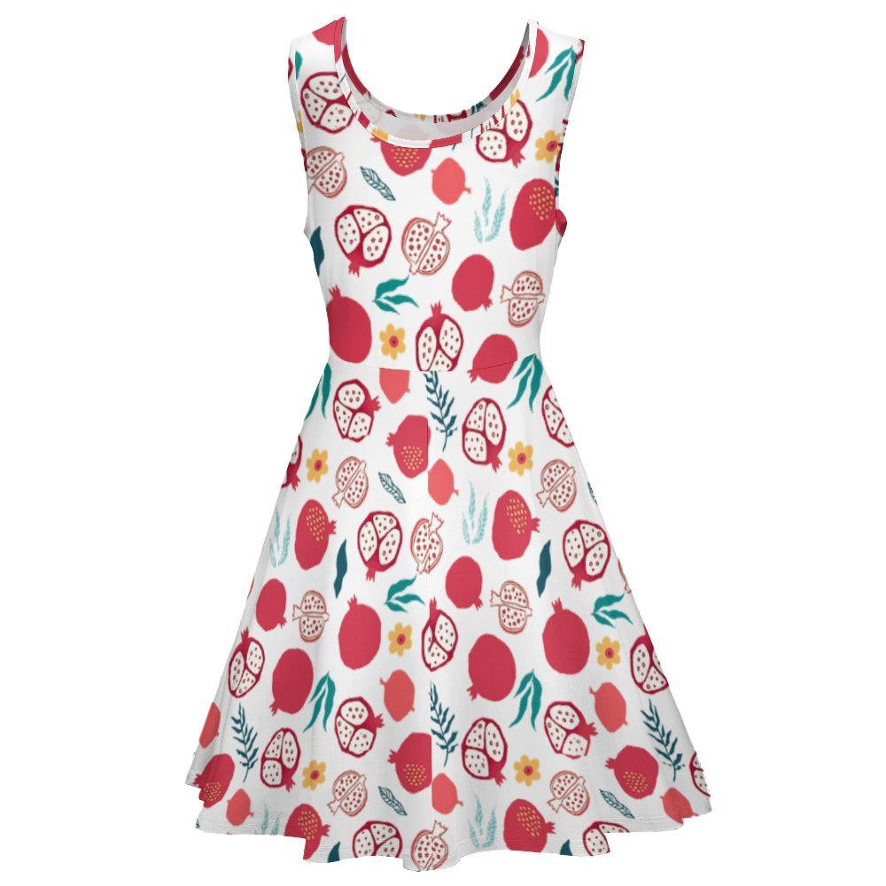 Armenian Pomegranate Round neck dress Sleeveless Skater Dress