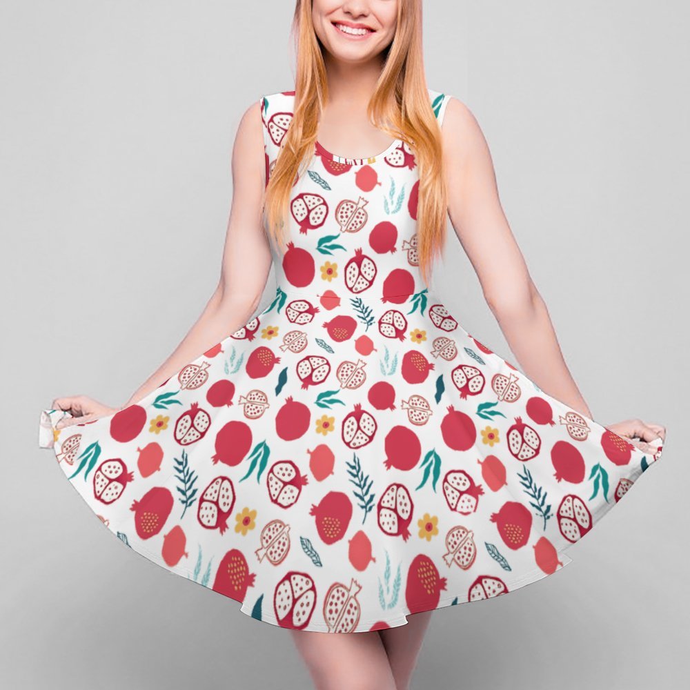Armenian Pomegranate Round neck dress Sleeveless Skater Dress