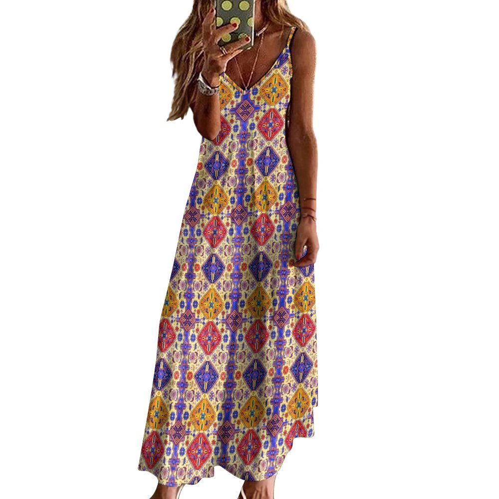 Armenian Folk Art Long dress Spaghetti Strap Ankle-Length Dress