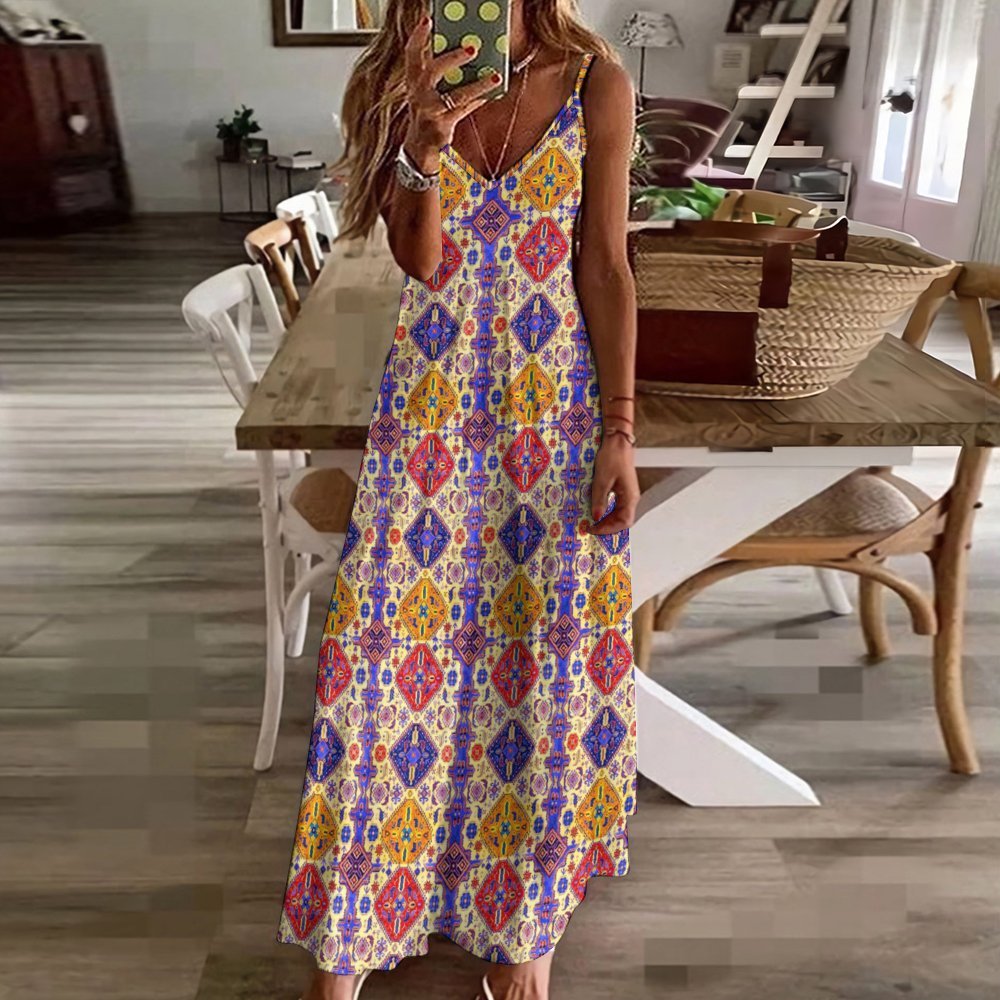 Armenian Folk Art Long dress Spaghetti Strap Ankle-Length Dress